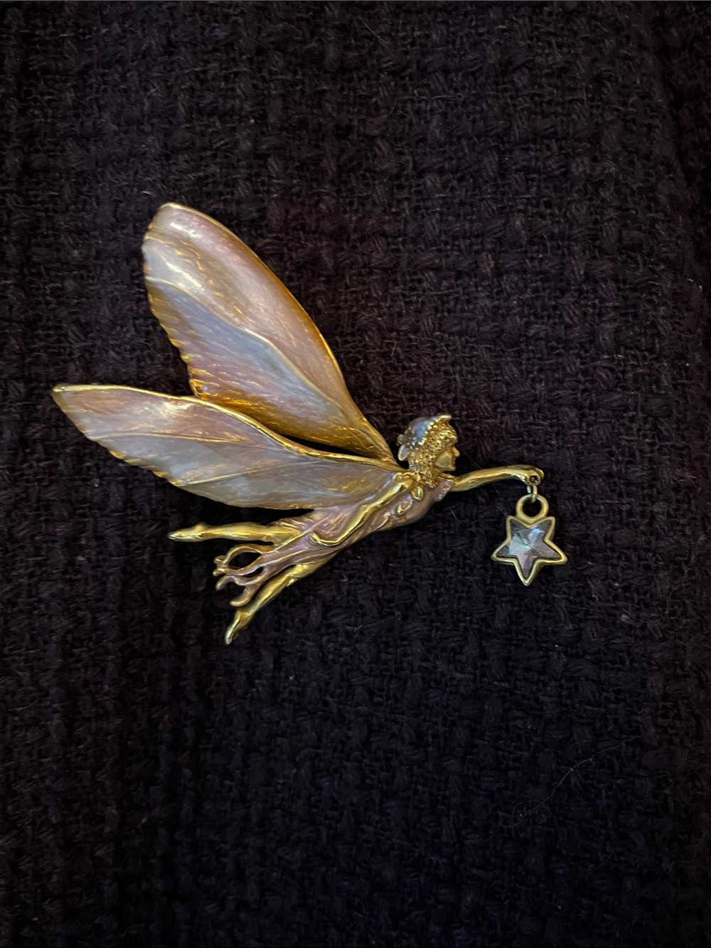 Kirk’s Folly Astral Fairy Brooch with Iridescent Pink/Lavender Wings